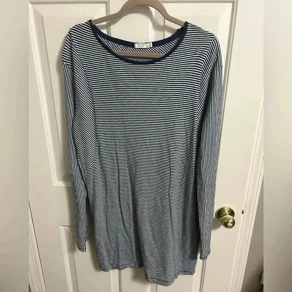 RAG & BONE Navy Blue Stripe Long Sleeve Jersey T Shirt Dress Size L Retails $225 - Picture 3 of 8